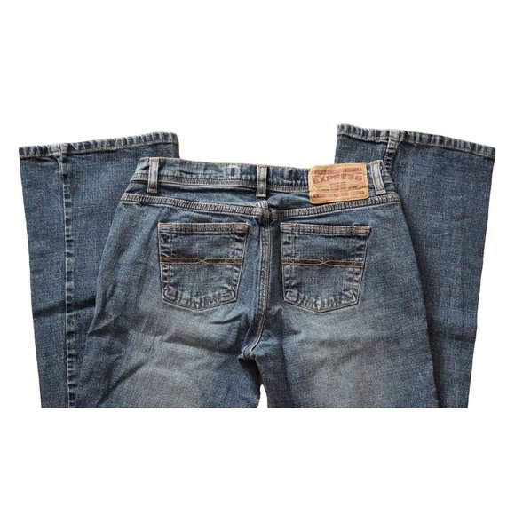 Express Jeans Stretch Low Slung Flare Womens Size 3 / 4 R Blue Denim - Picture 6 of 9